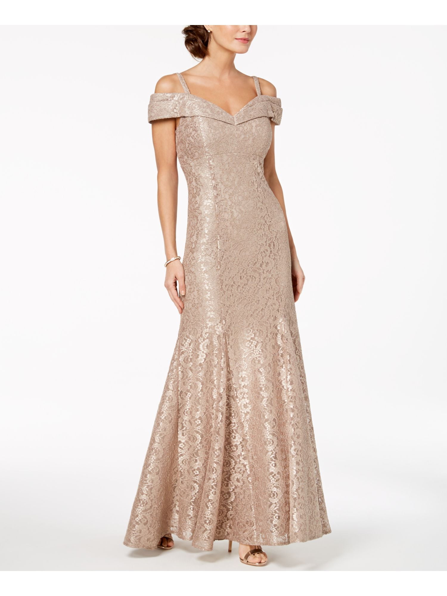 R M RICHARDS Womens Gold Off Shoulder Body Con Evening Dress Petites Size 6P Walmart