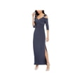 thumbnail image 1 of R&M RICHARDS Womens Gray Cold Shoulder Slitted Zippered Embellished 3/4 Sleeve Sweetheart Neckline Full-Length Evening Gown Dress 16, 1 of 2