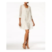 R&M RICHARDS Womens Ivory Sleeveless Above The Knee Sheath Evening Dress 10