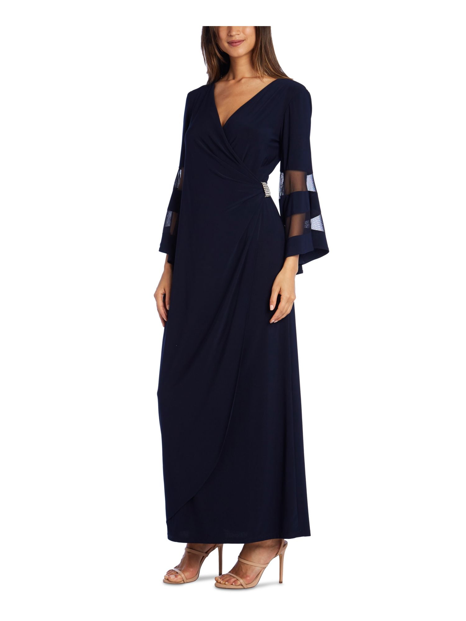 R&M Richards Women's Mystique Veil Gown – Beaded Long Formal Dress With Draped Sleeves