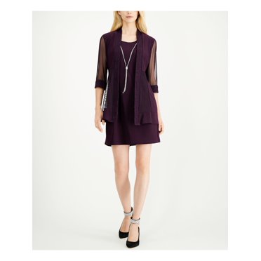 ESTELLE Womens Black Stretch Zippered Pocketed 3/4 Sleeve Scoop Neck Above The Knee Wear To Work Shift Dress