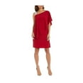thumbnail image 1 of R&M RICHARDS Womens Red Embellished Ruffled Elbow Sleeve Asymmetrical Neckline Knee Length Party Shift Dress 6, 1 of 3
