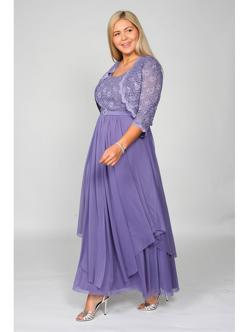 R&M Richards Long Mother of Bride Formal Jacket Dress 7300