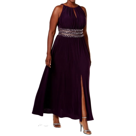 R&M Richards NEW Purple Womens Size 16W Plus Embellished Sheath Dress