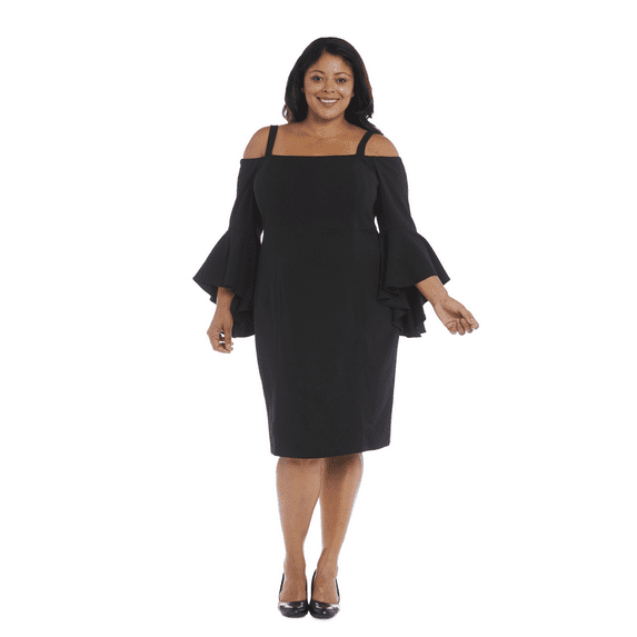 R&M Richards Off the Shoulder Cocktail Dress with Removable Straps - Plus