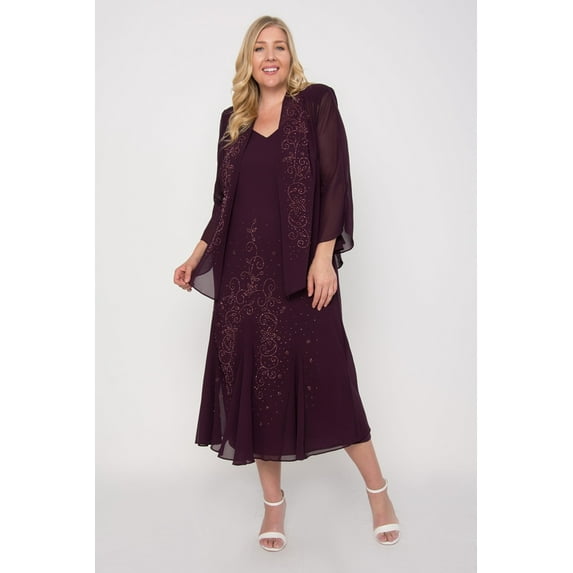 R&M Richards Plus Size Long Mother of the Bride Dress 358260