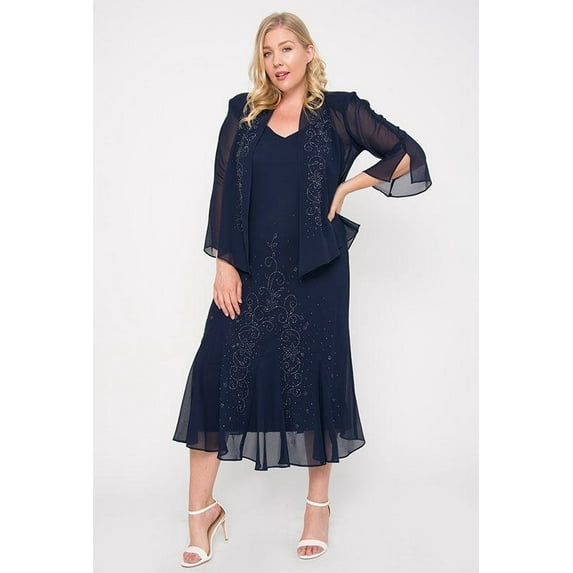 R&M Richards Plus Size Long Mother of the Bride Dress 358260