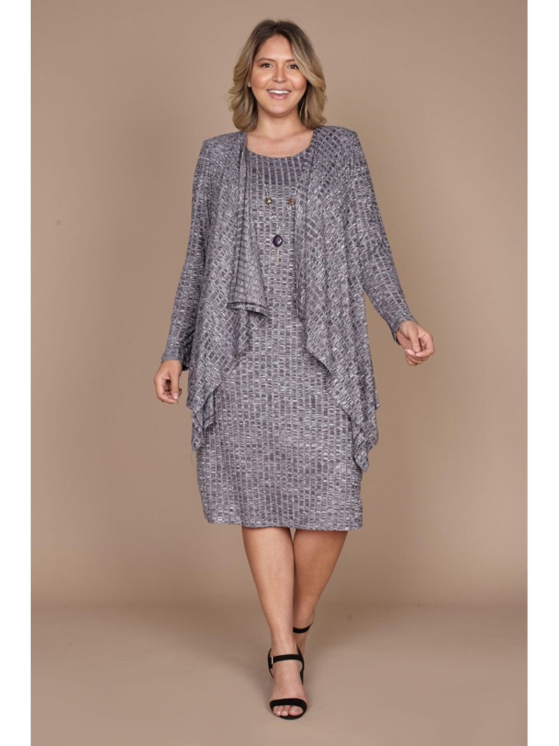 ladies formal jacket dresses Long Formal Dress with Beaded Long-Sleeve Jacket Navy / 22