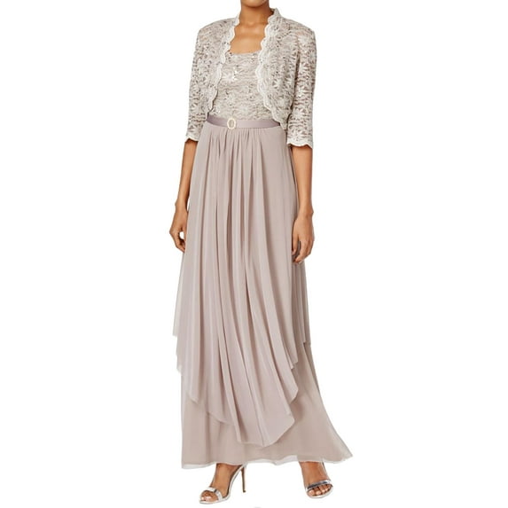 R&M Richards Women's 2 Piece Lace Mother Of the Bride Dress and Shrug Set