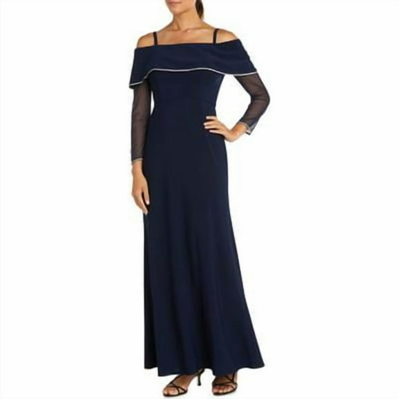 R & M Richards Women's 3/4 Sleeve Evening Gown 16 Navy