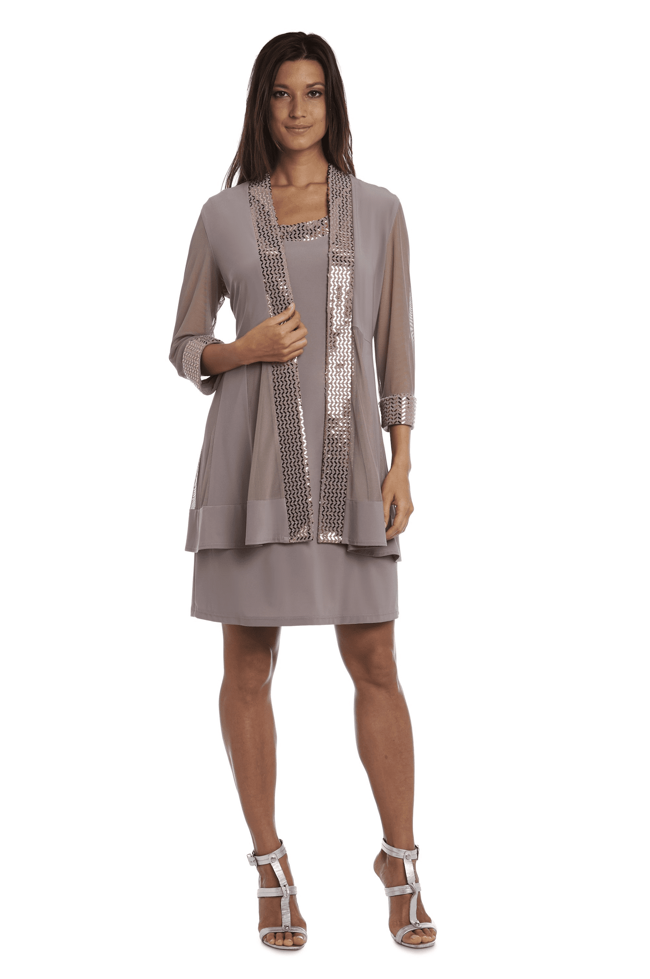 R&M Richards Women's Dress and Jacket Set with Sheer Sleeves and — free download