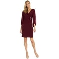 thumbnail image 1 of R&M Richards Women's Knee Length Cinched Waist Cocktail Dress, Merlot, 1 of 2