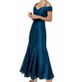 thumbnail image 1 of R & M Richards Women's Off the Shoulder Floral Lace Mermaid Dress Peacock Blue Size 12 Petite, 1 of 2