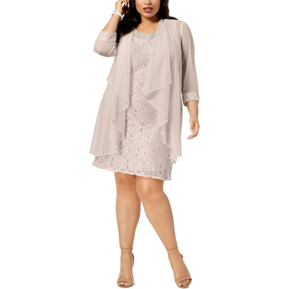 R&M Richards Women's Short Lace Mother of the Bride Dress