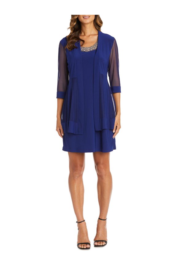 Women’s Two-Piece Embellished Ruffled Dress with Jacket