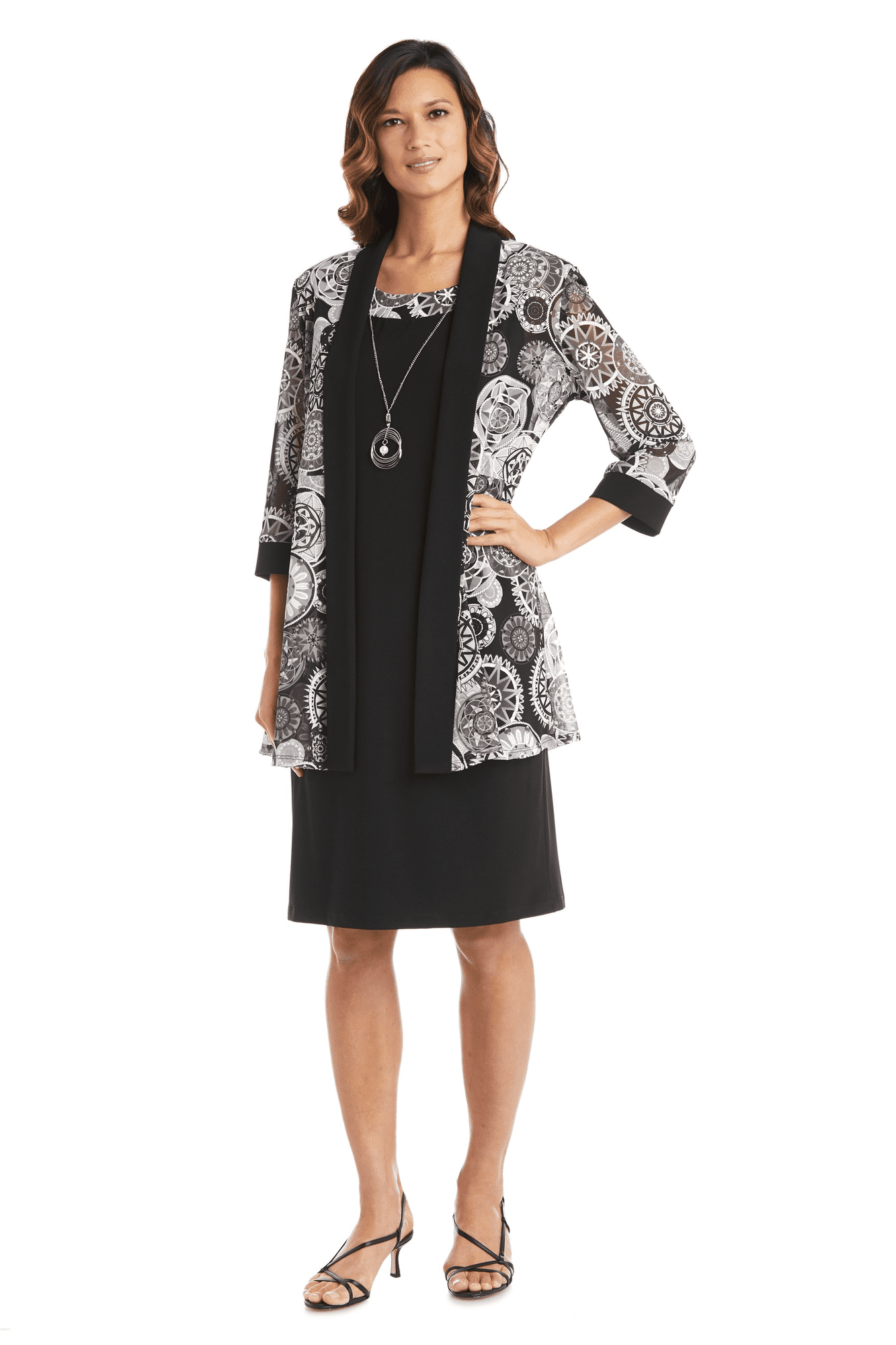 R M Richards Women s Two Piece Printed Jacket and Dress Set