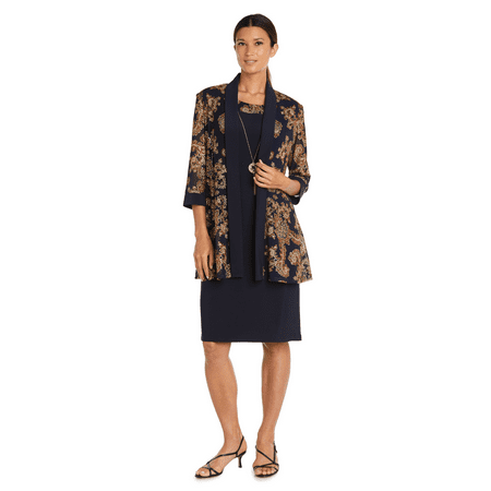 R&M Richards Women's Two-Piece Printed Jacket and Dress Set - Petite
