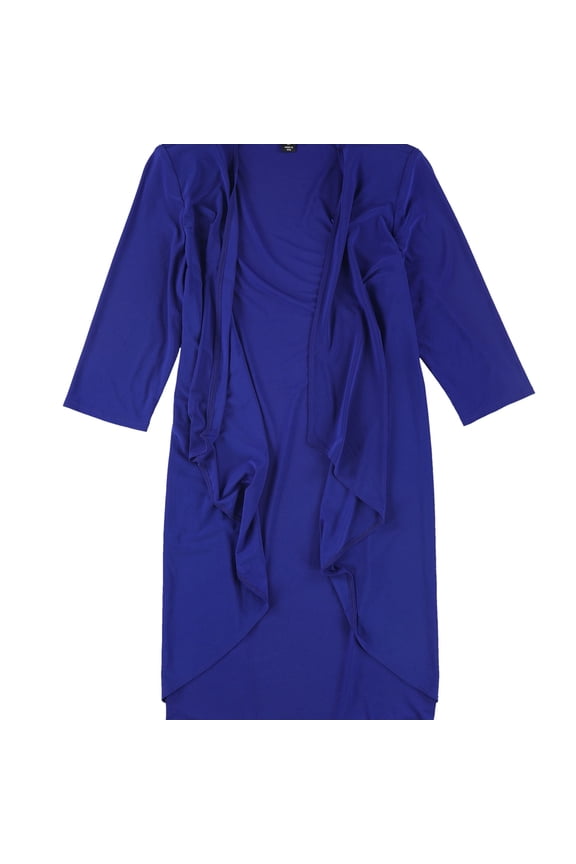 R & M Richards Womens Draped Open Front Jacket, Blue, Petite, 10P