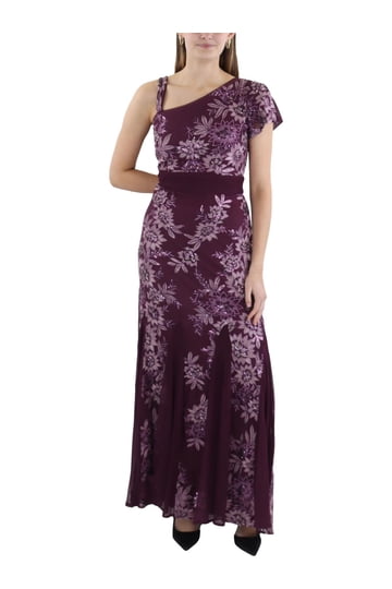 satin maxi evening dress Lyla Asymmetrical Satin Maxi Dress - Plum