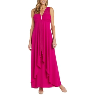 R&M Richards Women's Classic Evening Dress - Sequin Shoulder Cocktail Gown For Parties & Special Events