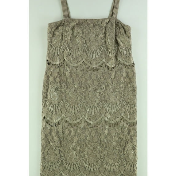 R&M Richards Womens Lace Shift Dress, Beige, 10