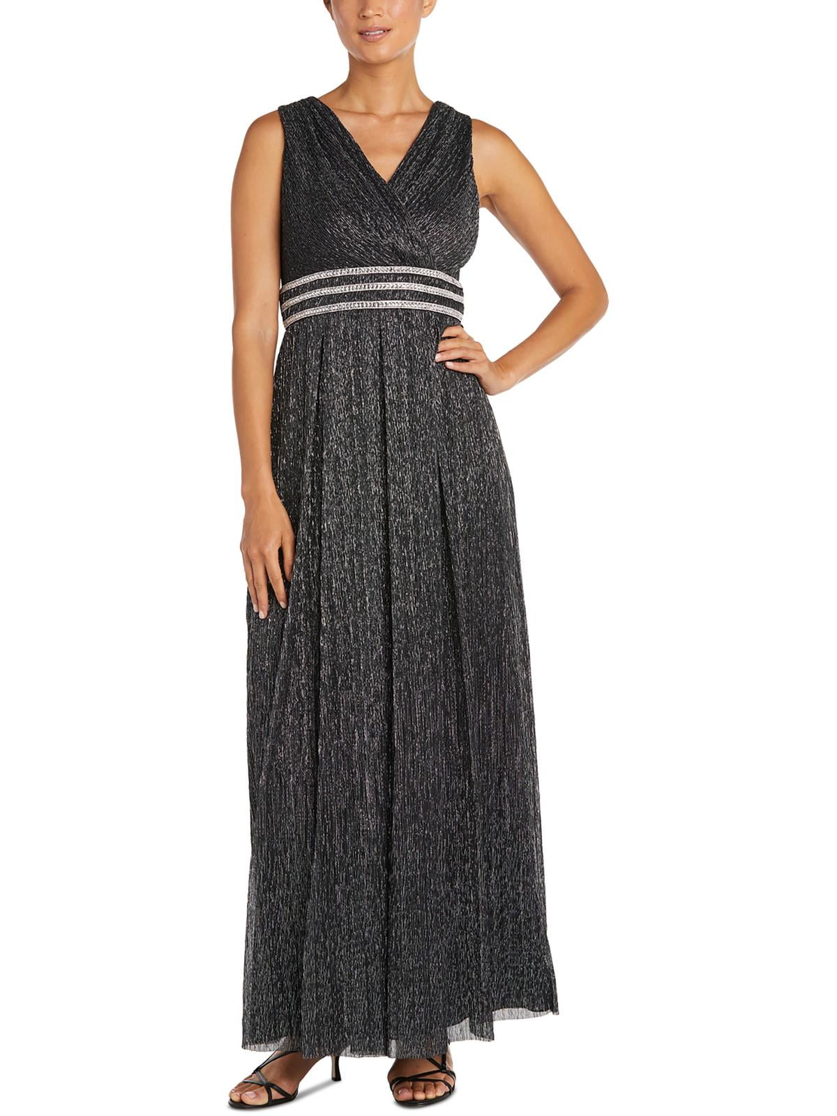R&M Richards Womens Metallic Embellished Evening Dress - Walmart.com