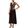 thumbnail image 1 of R&M Richards Womens Petites Metallic Sequined Semi-Formal Dress, 1 of 2