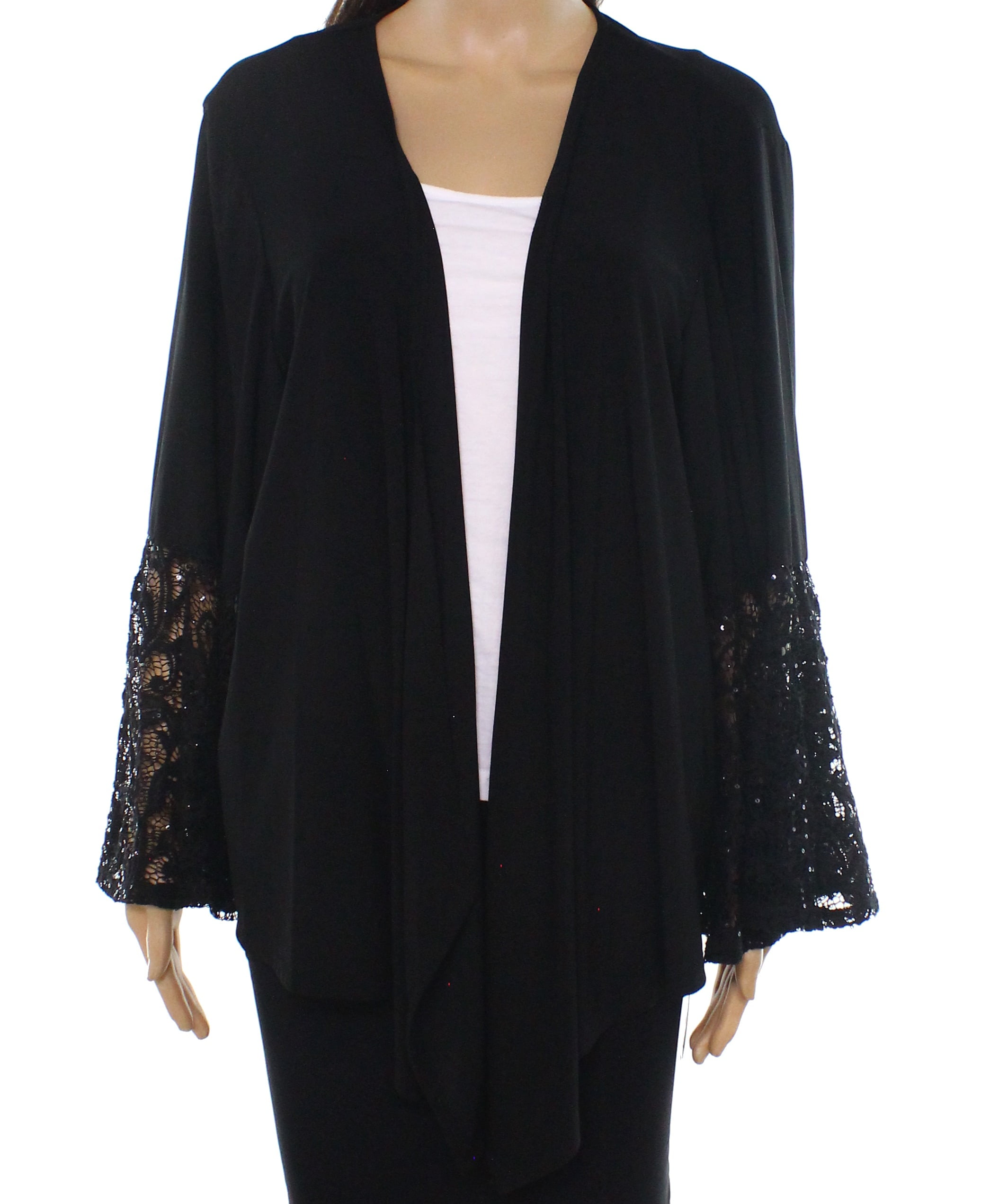 R&M RICHARDS Womens Plus Lace Trim Cardigan Dress