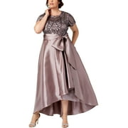 R&M Richards Womens Plus Sequined Taffeta Formal Dress