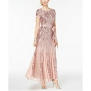 R & M Richards Womens Sequin-Embellished Gown Dress, Pink, 6