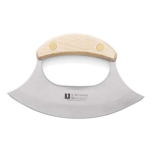 R Murphy Ulu Knife - Traditional Alaskan Mincing Chopping Cutting Knife with Protective Sheath, 6.5 Inch Curved Blade, Stainless Steel, Kitchen Food Prep, Chefs Tool