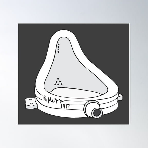 R Mutt 1917, Fountain By Marcel Duchamp Poster Wall Art, Modern Wall Decor For Living Room Bedroom, 8x12 UNFRAMED