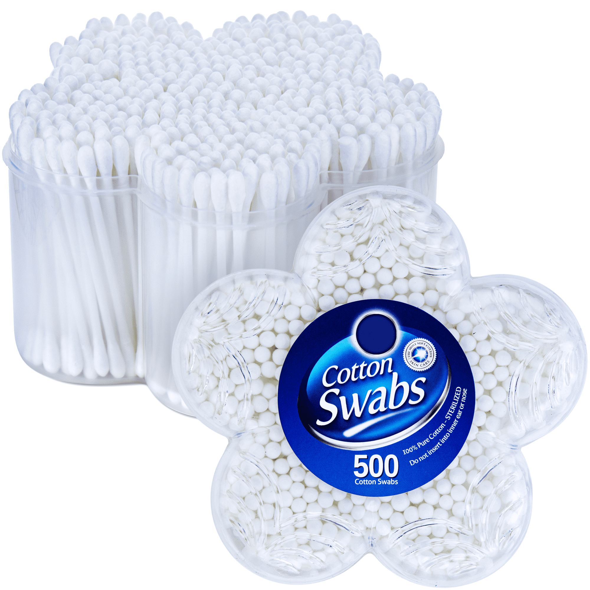 R-NEU 500 Cotton Swabs, Doubled Tipped, Sterilized, 100% Pure Cotton Qtips for Cleaning, Home, Makeup, Pet and Baby Care, Random Color (500 Count)