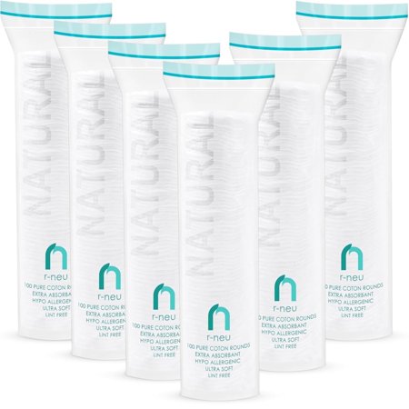 R-NEU Premium Soft Cotton Rounds, Large Pure 100% Cotton Pads For Face, Hypoallergenic Absorbent Make Up Remover Pads (600 Count)
