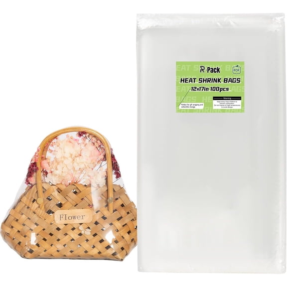 R - PACK 100 Pcs 12x17 Inch POF Food - Grade Heat Shrink Bags, Perfect for Small Gift Wrapping, BPA - Free