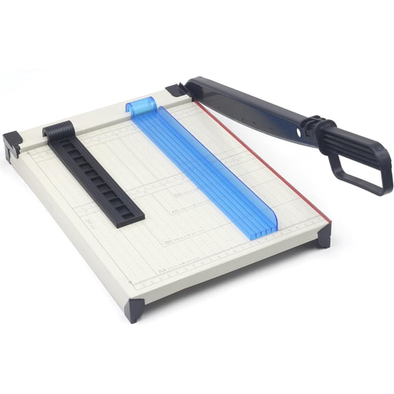(R) Paper Cutter Letter Size Paper Trimmer 12 Cut Length 12 Sheet Capacity Guillotine Paper Photo Cutter with Magnet Clamp, Paper Guide, Size Guideline