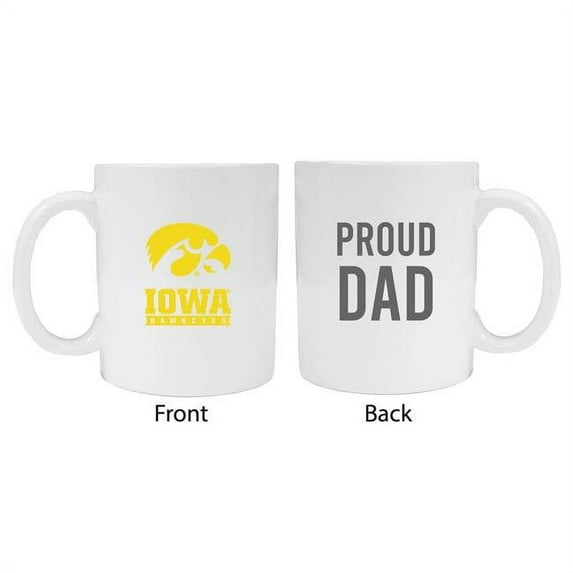 R & R Imports MUG2-C-IA20 DAD Iowa Hawkeyes Proud Dad White Ceramic Coffee Mug - Pack of 2