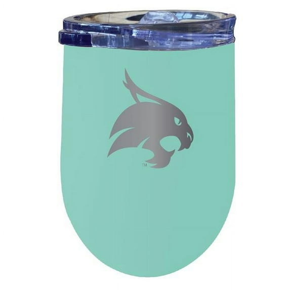 R & R Imports ITWE-C-TXS20S Texas State Bobcats 12 oz Insulated Wine Stainless Steel Tumbler, Seafoam