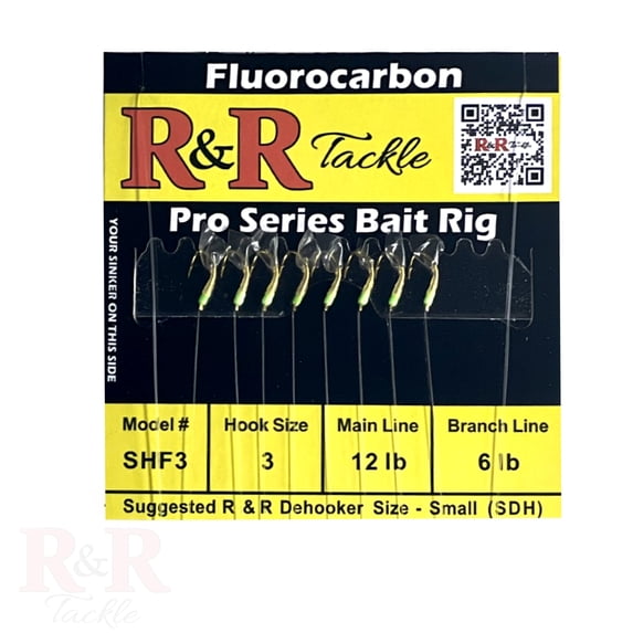 R & R Tackle Size 3 Fluorocarbon Sabiki/ Bait Rig Red Head with Fish Skin