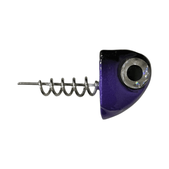 R & R Tackle 1oz Black and Purple Pearl SlideBait Jighead with 7/0 Mustad Black Nickel Hook 2pk