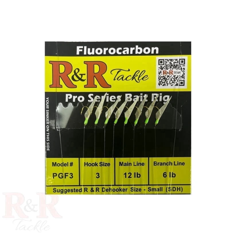 R & R Tackle (10 Pack) Size 3 Fluorocarbon Sabiki/ Bait Rig Green Head with Fish Skin