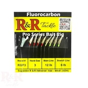 R & R Tackle 10 Pack Size 3 Fluorocarbon Sabiki/ Bait Rig Red/ Green Head with Fish Skin