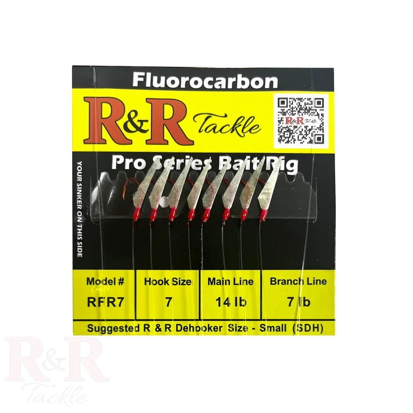 R & R Tackle (10 Pack) Size 6 Fluorocarbon Sabiki/ Bait Rig Red Head with Fish Skin
