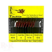 R & R Tackle 10 Pack Size 6 Monofilament Sabiki/ Bait Rig Red Head with Fish Skin