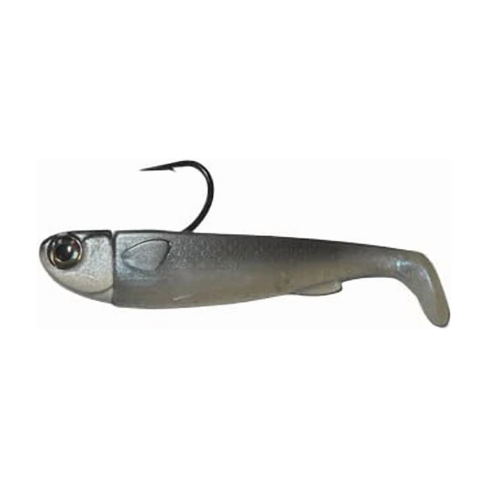 R & R Tackle (4 Pack) Pre- Rigged 1.5oz Dark Silver and Pearl White SlideBait Jighead with 7/0 Mustad Black Nickel Hook