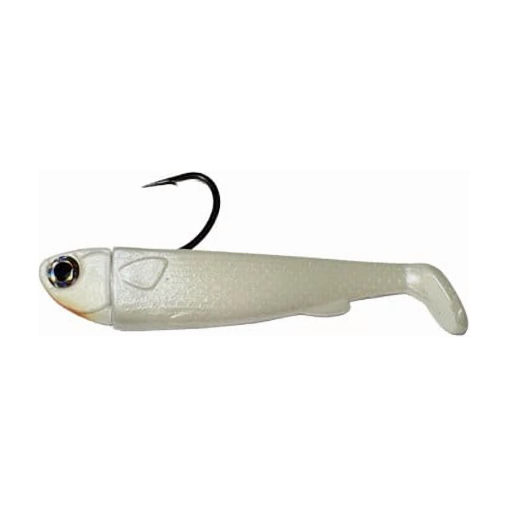 R & R Tackle (4 Pack) Pre- Rigged 1.5oz Pearl White SlideBait Jighead with 7/0 Mustad Black Nickel Hook