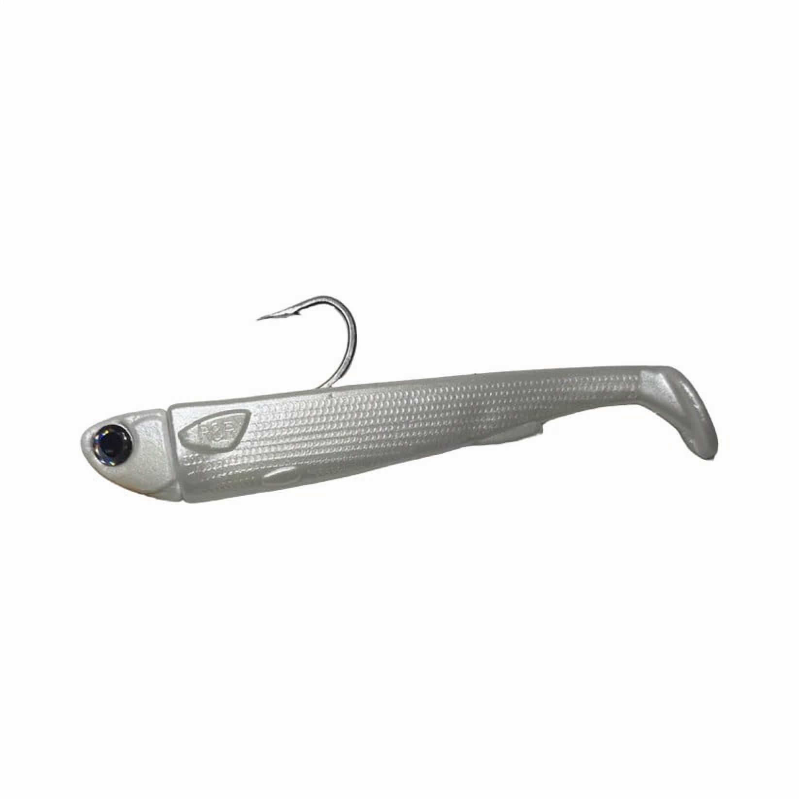 R & R Tackle (4 Pack) Pre- Rigged 1.5oz Pearl White SlideBait Jighead with 7/0 Mustad Duratin Hook