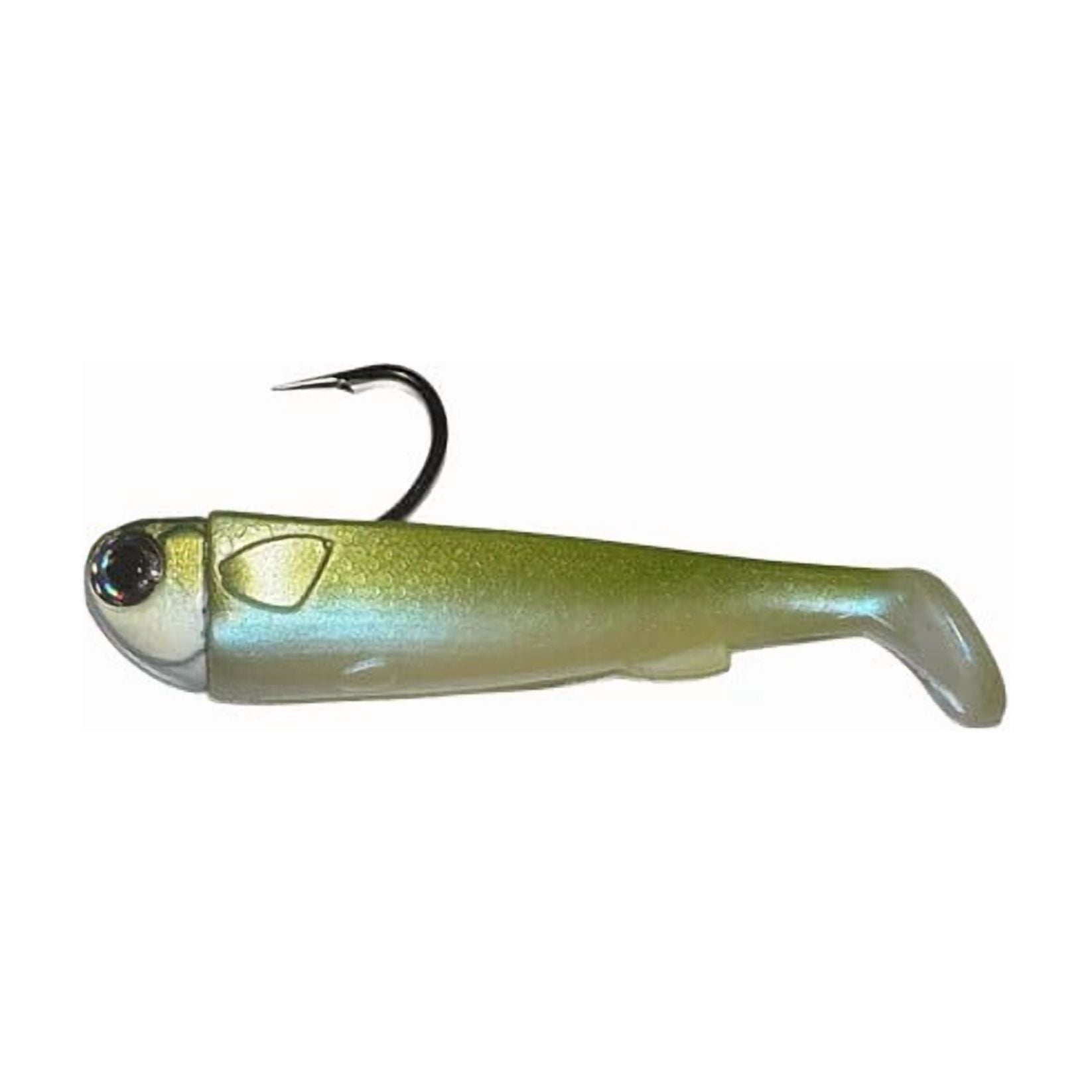 R & R Tackle (4 Pack) Pre- Rigged 1oz Olive and Pearl White SlideBait Jighead with 7/0 Mustad Black Nickel Hook