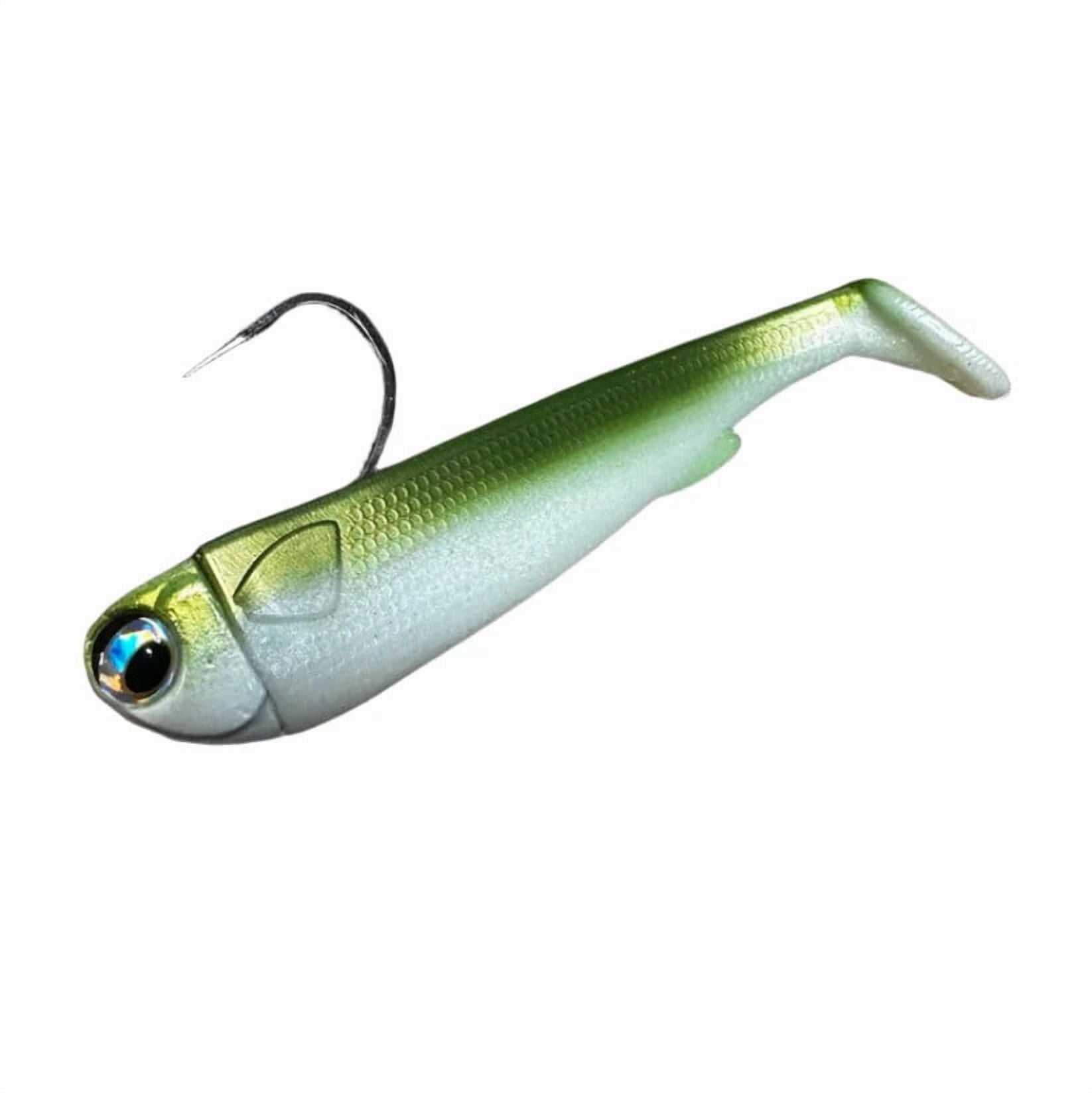 R & R Tackle (4 Pack) Pre- Rigged 1oz Olive and Pearl White SlideBait Jighead with 7/0 Mustad Duratin Hook