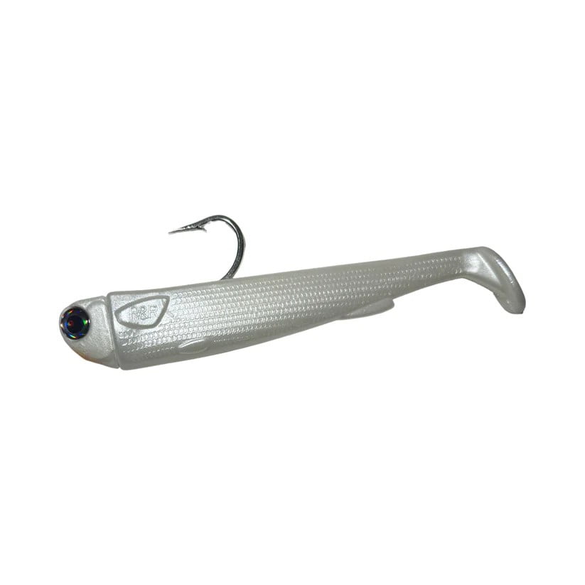 R & R Tackle (4 Pack) Pre- Rigged 1oz Pearl White SlideBait Jighead with 7/0 Mustad Duratin Hook